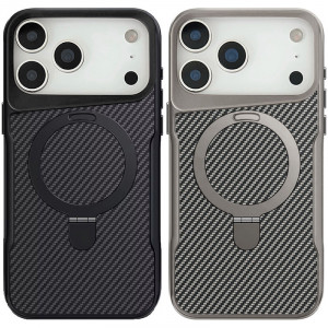 TPU+PC чехол Metal Buttons with Magnetic Safe Carbon Ring для Apple iPhone 17 Pro Max (6.9")