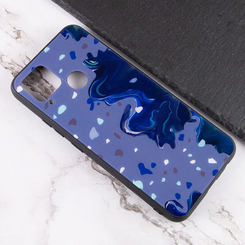 Фото TPU+Glass чехол Diversity для Realme C15 / C12 (Stains blue) в магазине vchehle.ua