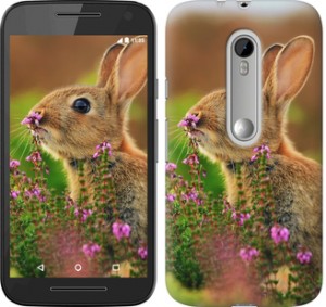Чехол Кролик и цветы для Motorola Moto G3