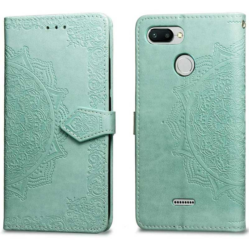 Фото Кожаный чехол-книжка Art Case с визитницей для Xiaomi Redmi 6 (Бирюзовый) на vchehle.ua