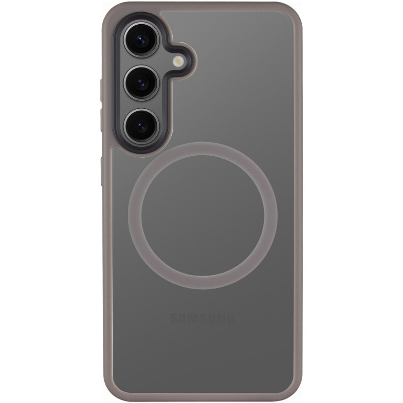 Фото TPU+PC чехол Metal Buttons with Magnetic Safe Colorful для Samsung Galaxy S25 (Серый / Grey) на vchehle.ua