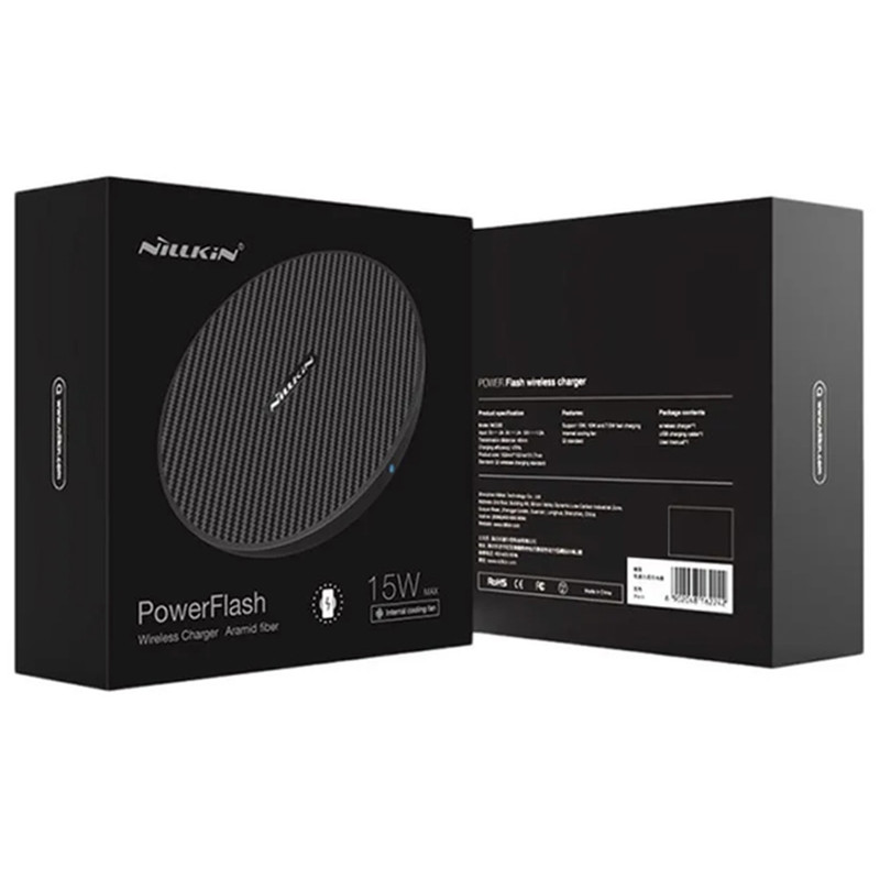 Купить БЗУ Nillkin PowerFlash Wireles Charger (Aramin fiber) 15W (MC035) (Black) на vchehle.ua