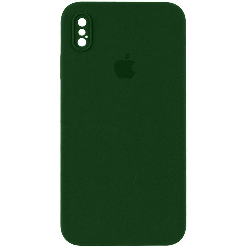 Чохол Silicone Case Square Full Camera Protective (AA) для Apple iPhone X / XS (5.8") (Зелений / Army green)