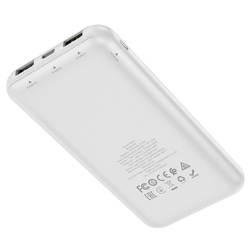 Фото Уценка Портативное ЗУ Power Bank Hoco J82 Easylink 10000 mAh (Вскрытая упаковка / Белый) на vchehle.ua