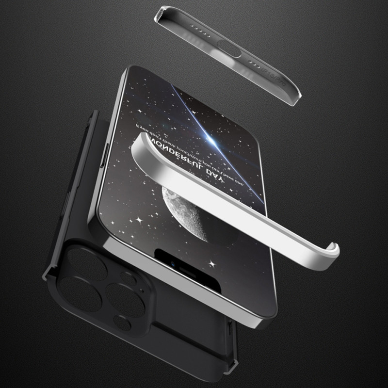 Фото Пластиковая накладка GKK LikGus 360 градусов (opp) для Apple iPhone 13 Pro (6.1") (Черный / Серебряный) в магазине vchehle.ua