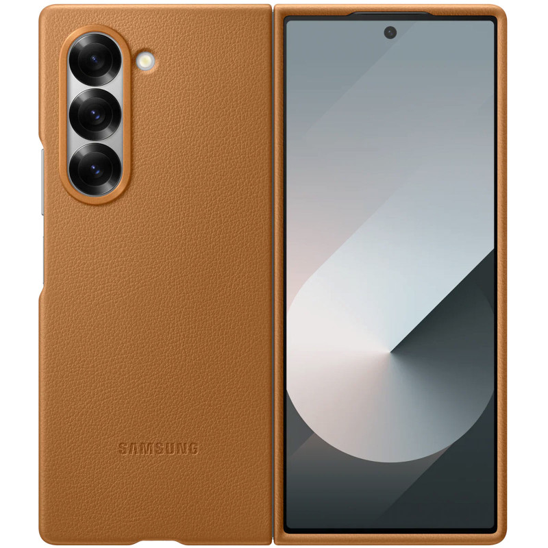 Кожаный чехол Leather Case (AAA) для Samsung Galaxy Z Fold6 (Tan)