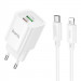 МЗП Hoco C149A Charm PD30W+QC3.0 (1USB-A/1C) + кабель Type-C to Lightning (White)