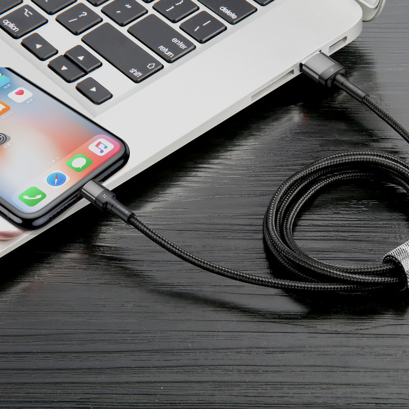 Дата кабель Baseus Cafule Lightning Cable Special Edition 2.4A (1m) (CALKLF) (CALKLF-G) (Сірий) в магазині vchehle.ua