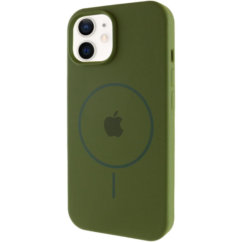 Чехол Silicone Case Full Protective (AA) with Magnetic Safe для Apple iPhone 11 (6.1") (Зеленый / Dark Olive)