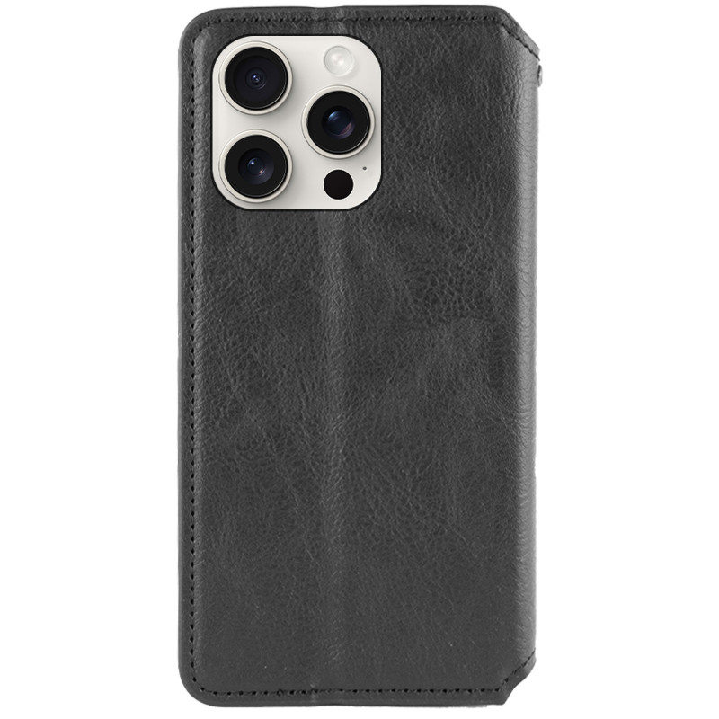 Фото Шкіряний чохол-книжка GETMAN Cubic (PU) на Apple iPhone 13 Pro Max (6.7") (Чорний) на vchehle.ua