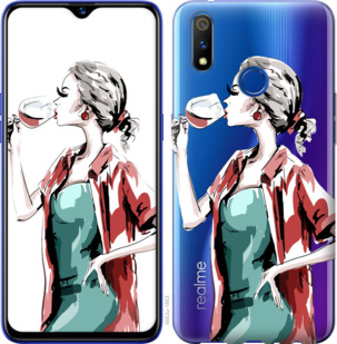 

Чохол Дівчина з келихом на Realme 3 Pro 920059
