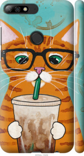 Чехол Зеленоглазый кот в очках для Huawei Honor 7C Pro