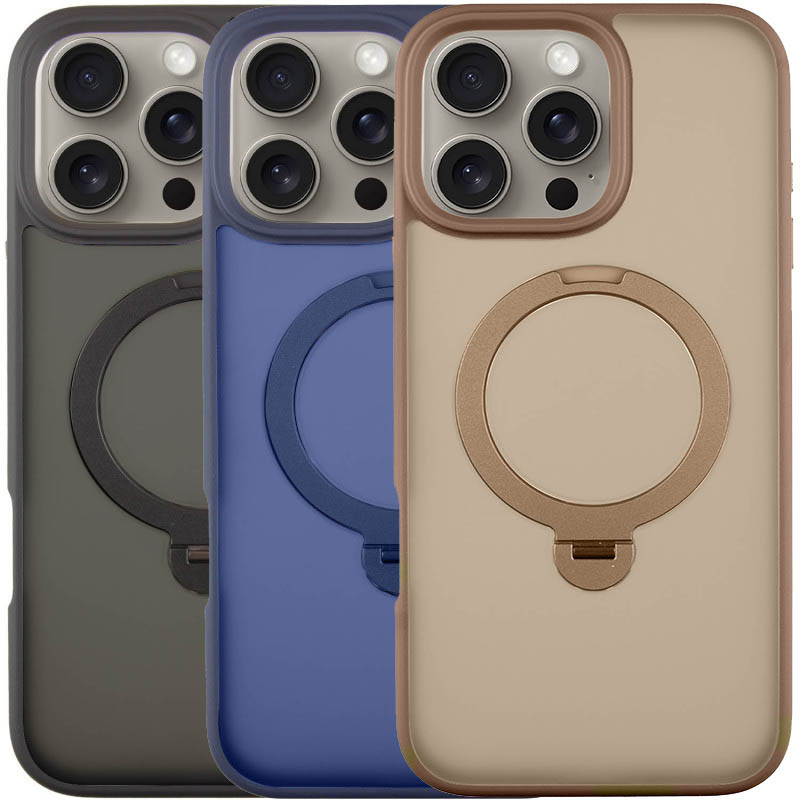 TPU+PC чохол Metal Buttons with Magnetic Safe Colorful HQ Ring для Apple iPhone 16 Pro (6.3")