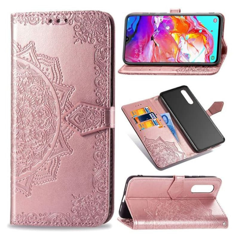 Купити Шкіряний чохол-книжка Art Case з візитницею на Samsung Galaxy A70 (A705F) (Рожевий) на vchehle.ua