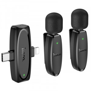 Петличный беспроводной микрофон Hoco L15 Dual-mic clip-on wireless digital (Lightning/Type-C)