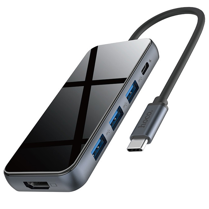 

Перехідник HUB Hoco HB15 Type-C to USB3.0+HDMI+PD (Сірий) 1130241