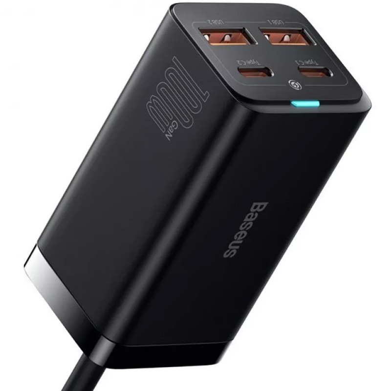 Фото СЗУ Baseus GaN3 Pro 2Type-C+2USB 100W EU (CCGP000101) (Black) на vchehle.ua