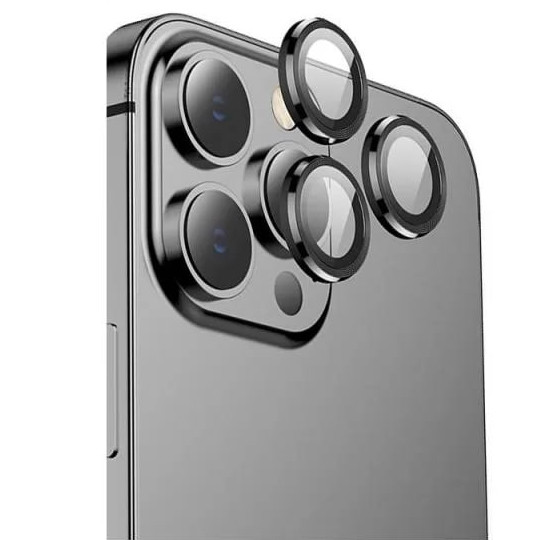 Захисне скло Metal Classic на камеру (в упак.) на Apple iPhone 13 Pro / 13 Pro Max (Чорний / Black) в магазині vchehle.ua