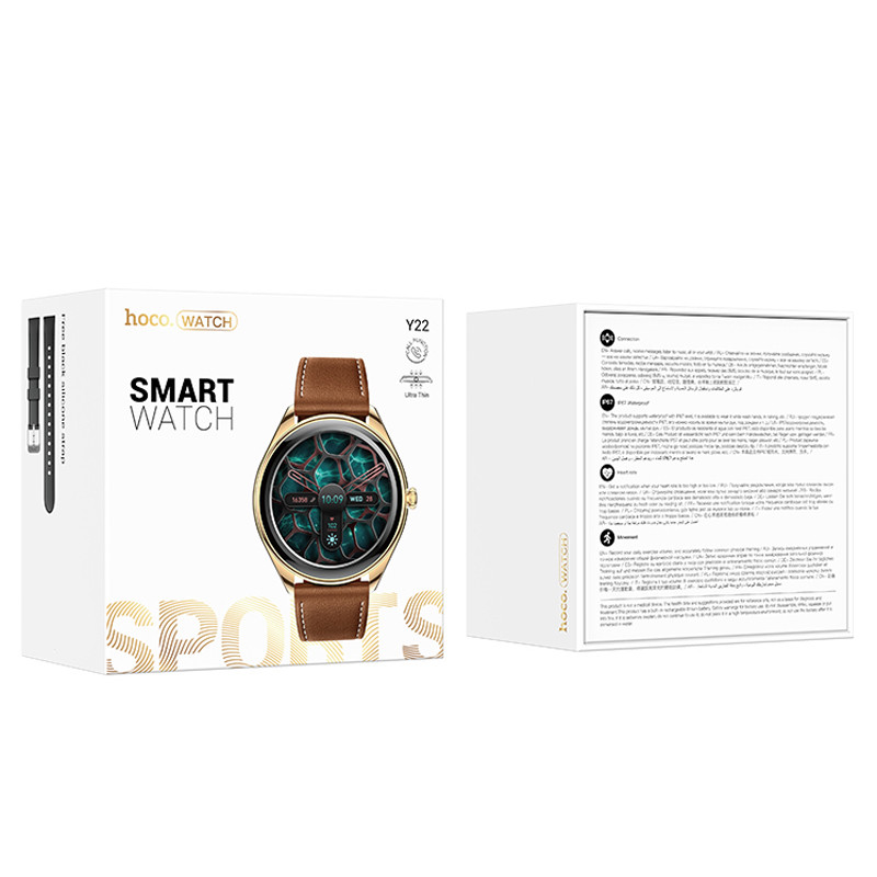 Фото Смарт-годинник Hoco Smart Watch Y22 Amoled Smart sports watch (call version) (Champagne gold) на vchehle.ua