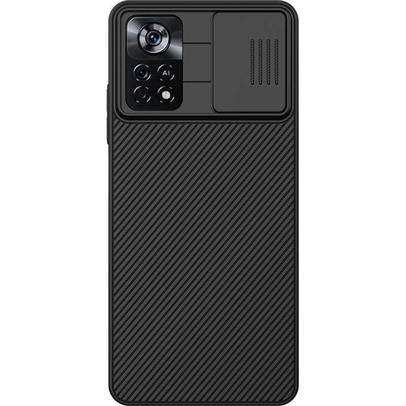 Карбоновая накладка Nillkin Camshield (шторка на камеру) для Xiaomi Poco X4 Pro 5G (Черный / Black)