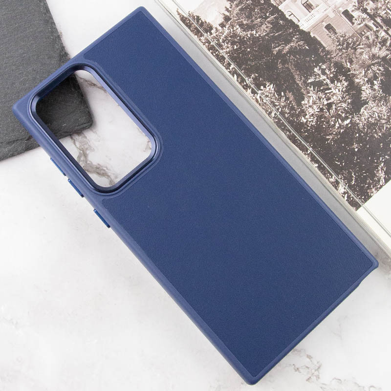 Шкіряний чохол Bonbon Leather Metal Style на Samsung Galaxy S23 Ultra (Синій / Navy blue) в магазині vchehle.ua