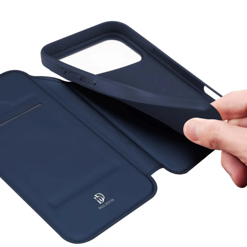 Чехол-книжка Dux Ducis с карманом для визиток для Apple iPhone 17 Pro (6.3") (Синий) в магазине vchehle.ua