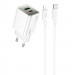 СЗУ Hoco N46 Glorious PD20W+QC3.0 (1USB-A/1C) + Type-C to Lightning (White)