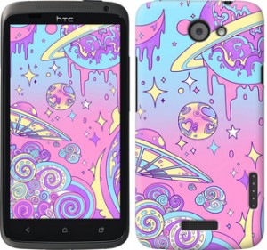 Чехол Розовая галактика для HTC One X+