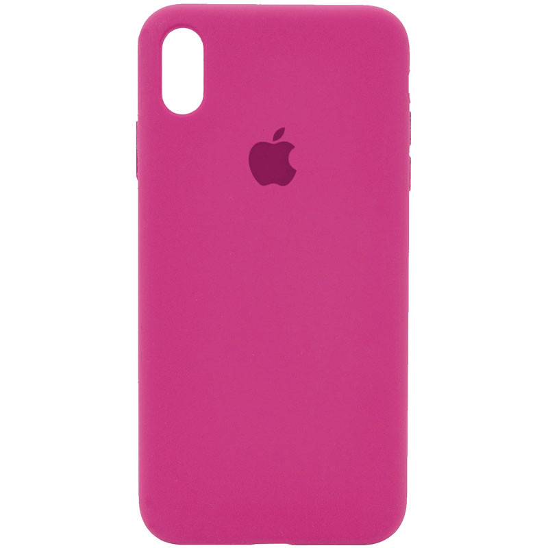 Чехол Silicone Case Full Protective (AA) для Apple iPhone X / XS (5.8") (Малиновый / Dragon Fruit)