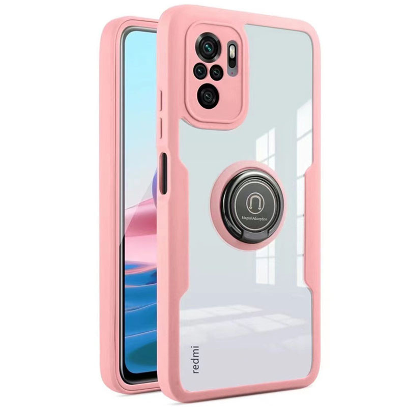 

TPU+PC чехол Crystal Ring 360 для Xiaomi Redmi Note 10S (Розовый) 1212151