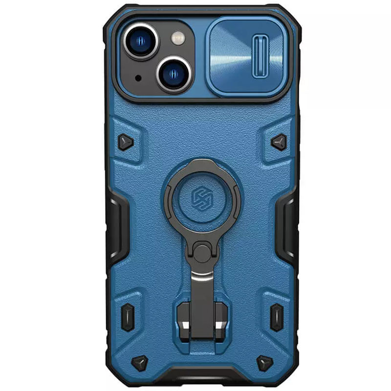 TPU+PC чехол Nillkin Metal CamShield Armor Pro no logo (со шторкой) для Apple iPhone 14 (6.1") (Blue)