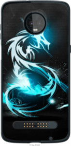 Чехол Бело-голубой огненный дракон для Motorola Moto Z3