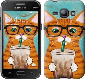 Чохол Зеленоокий кіт в окулярах на Samsung Galaxy J1 J100H