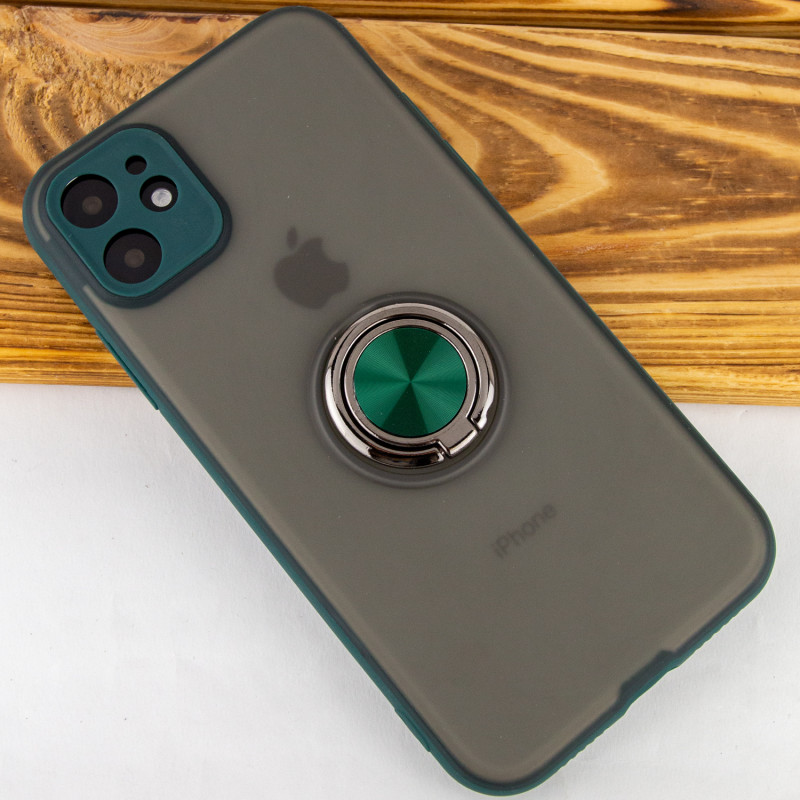 Фото TPU-PC чехол Deen Shadow Ring series для Apple iPhone 11 (6.1") (Зеленый) на vchehle.ua