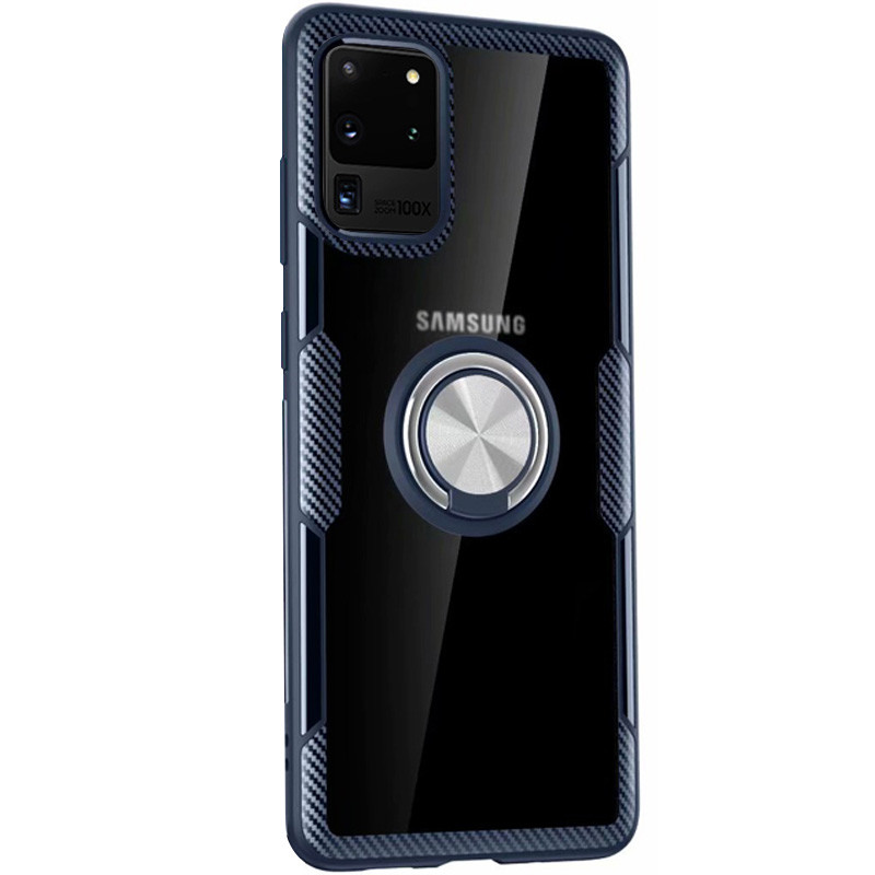 

TPU+PC чехол Deen CrystalRing for Magnet (opp) для Samsung Galaxy S20 Ultra (Бесцветный / Темно-синий) 930004