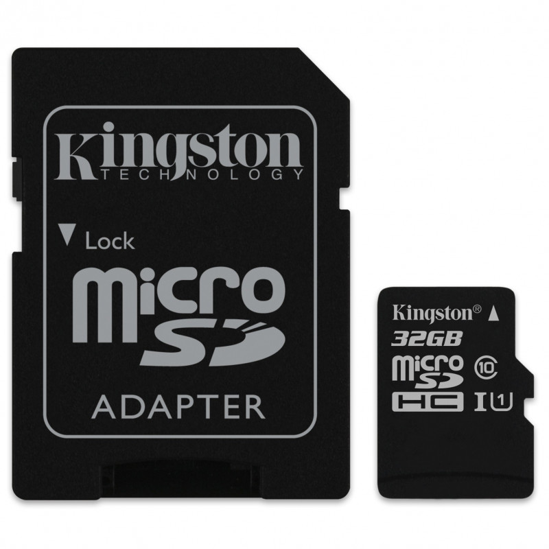 

Карта памяти Kingston microSDHC 32 GB Card Class 10 + SD adapter (SDCS2/32GB) (Черный) 869124