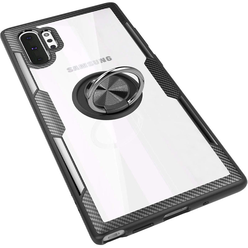 TPU+PC чохол Deen CrystalRing for Magnet (opp) на Samsung Galaxy Note 10 Plus (Прозорий / Чорний) в магазині vchehle.ua