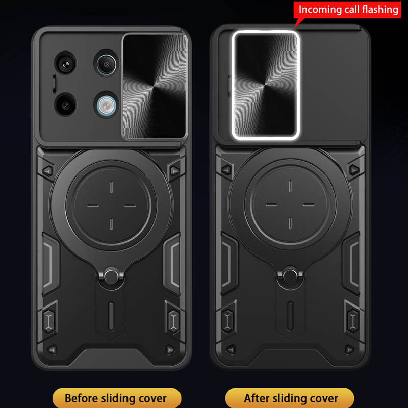 Ударопрочный чехол Bracket case with Magnetic для Xiaomi Redmi Note 13 Pro 4G / Poco M6 Pro 4G (Black) в магазине vchehle.ua