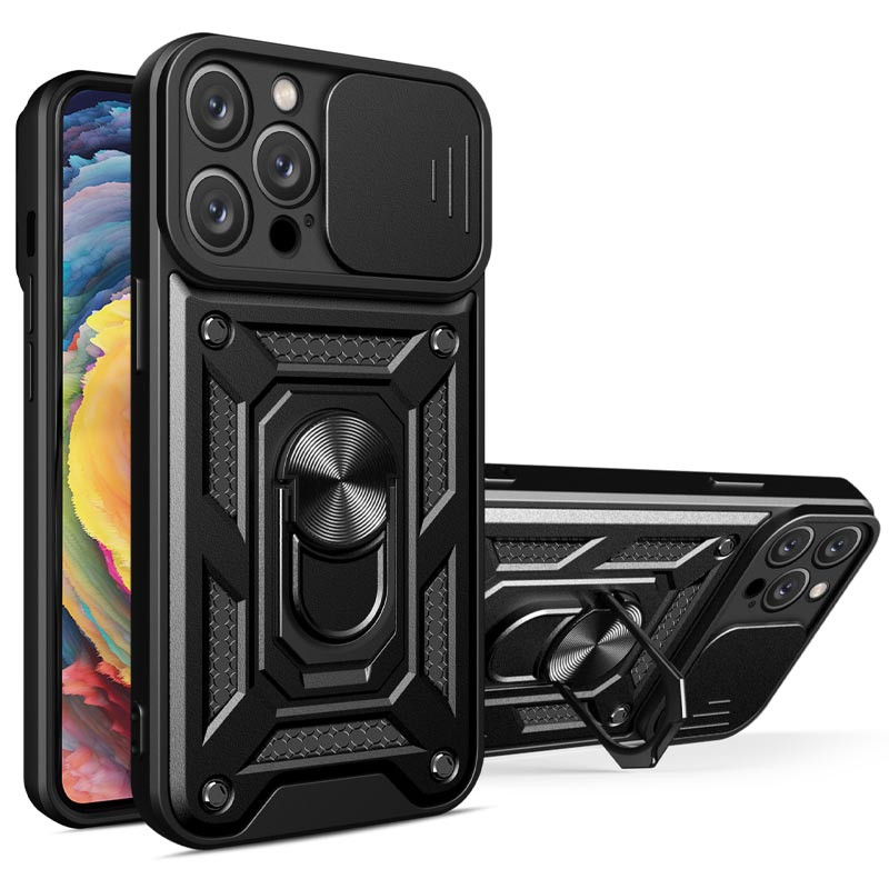 Ударостійкий чохол Camshield Serge Ring на Apple iPhone 13 Pro (6.1") (Чорний)