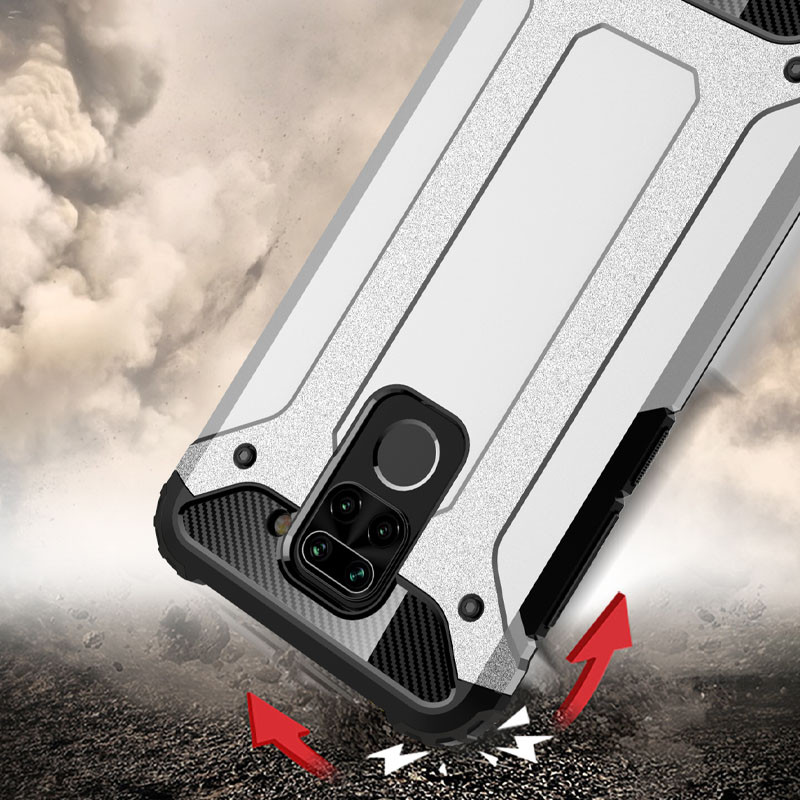 

Броньований протиударний TPU+PC чохол Immortal для Xiaomi Redmi Note 9 (Срібний) 927982