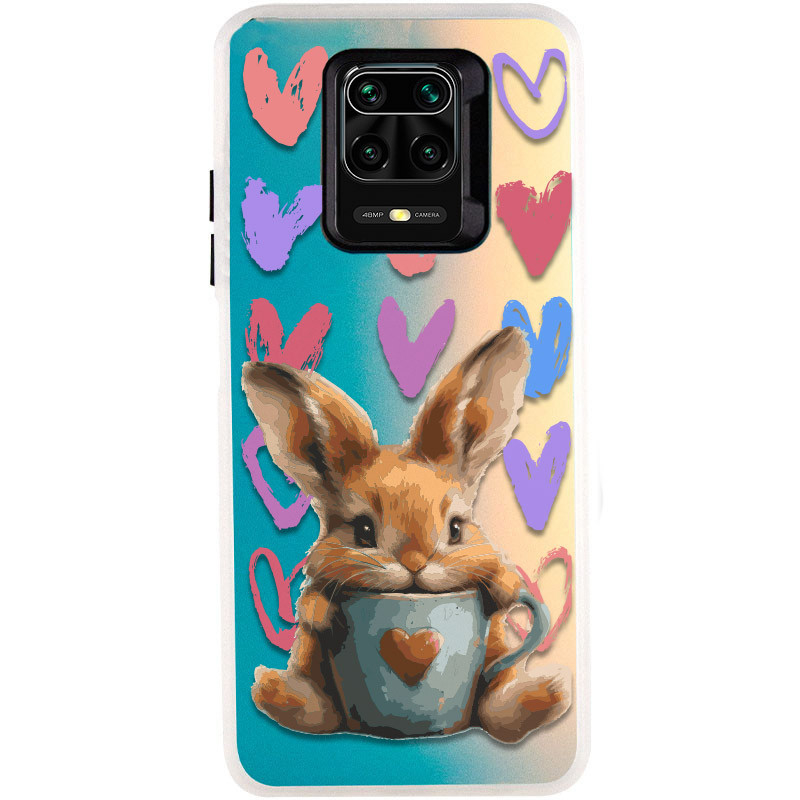 TPU+PC чехол TakiTaki Love magic glow для Xiaomi Redmi Note 9s / Note 9 Pro / Note 9 Pro Max (Sweet rabbit / Pink / Purple)