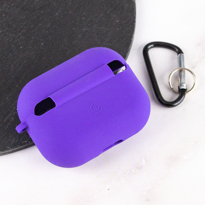 Фото Силиконовый футляр с микрофиброй для наушников Airpods Pro (Фиолетовый / Ultra Violet) в магазине vchehle.ua