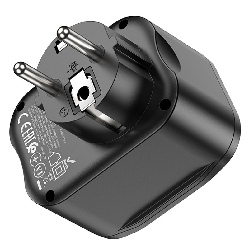 МЗП Hoco NS3 Multifunctional PD20W (2USB/1Type-C/1xSocket) (Black) в магазині vchehle.ua