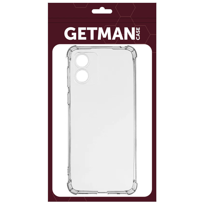 Фото TPU чехол GETMAN Ease logo усиленные углы Full Camera для Motorola Moto E13 (Бесцветный (прозрачный)) в магазине vchehle.ua