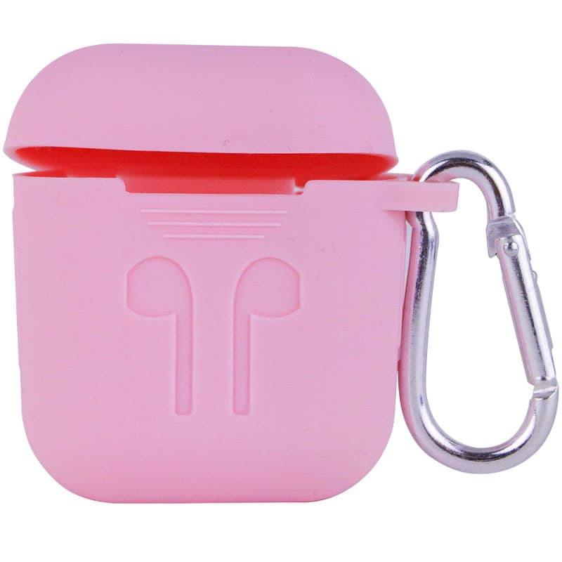 

Силиконовый футляр для наушников Airpods Slim Logo + карабин (Рожевий / Light pink) 1216966
