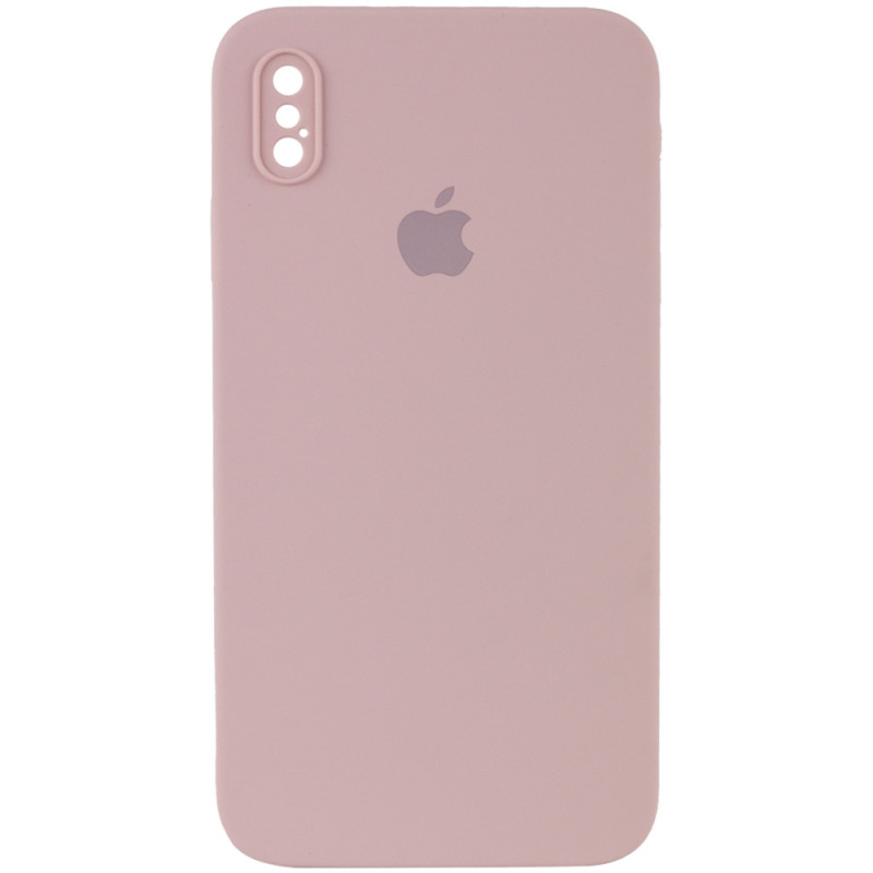 Чохол Silicone Case Square Full Camera Protective (AA) на Apple iPhone XS Max (6.5") (Эстетический дефект / Рожевий / Pink Sand)