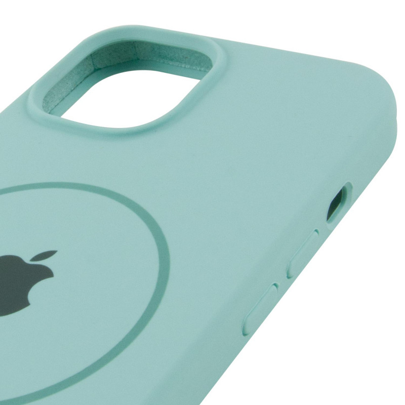 Чохол Silicone Case Full Protective (AA) with Magnetic Safe на Apple iPhone 14 Plus (6.7") (Бірюзовий / Light Turquoise) в магазині vchehle.ua