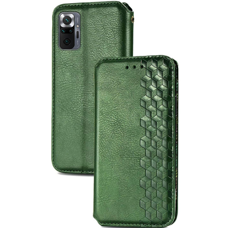 Фото Шкіряний чохол-книжка GETMAN Cubic (PU) на Xiaomi Redmi Note 10 Pro / 10 Pro Max (Зелений) в маназині vchehle.ua