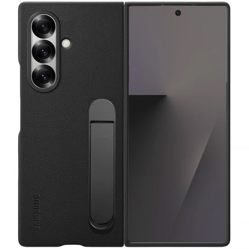 Кожаный чехол Leather Case (AAA) with stand для Samsung Galaxy Z Fold7 (Black)
