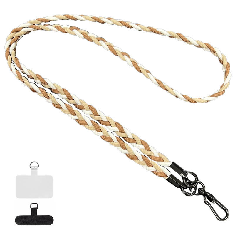Плетенный шнурок (5мм) 120см (Camel / White)